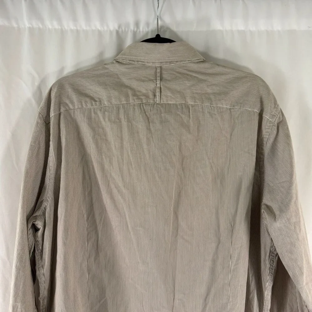 Banana Republic Soft Wash Tailored Slim Fit Shirt Men's Large White Grey Striped